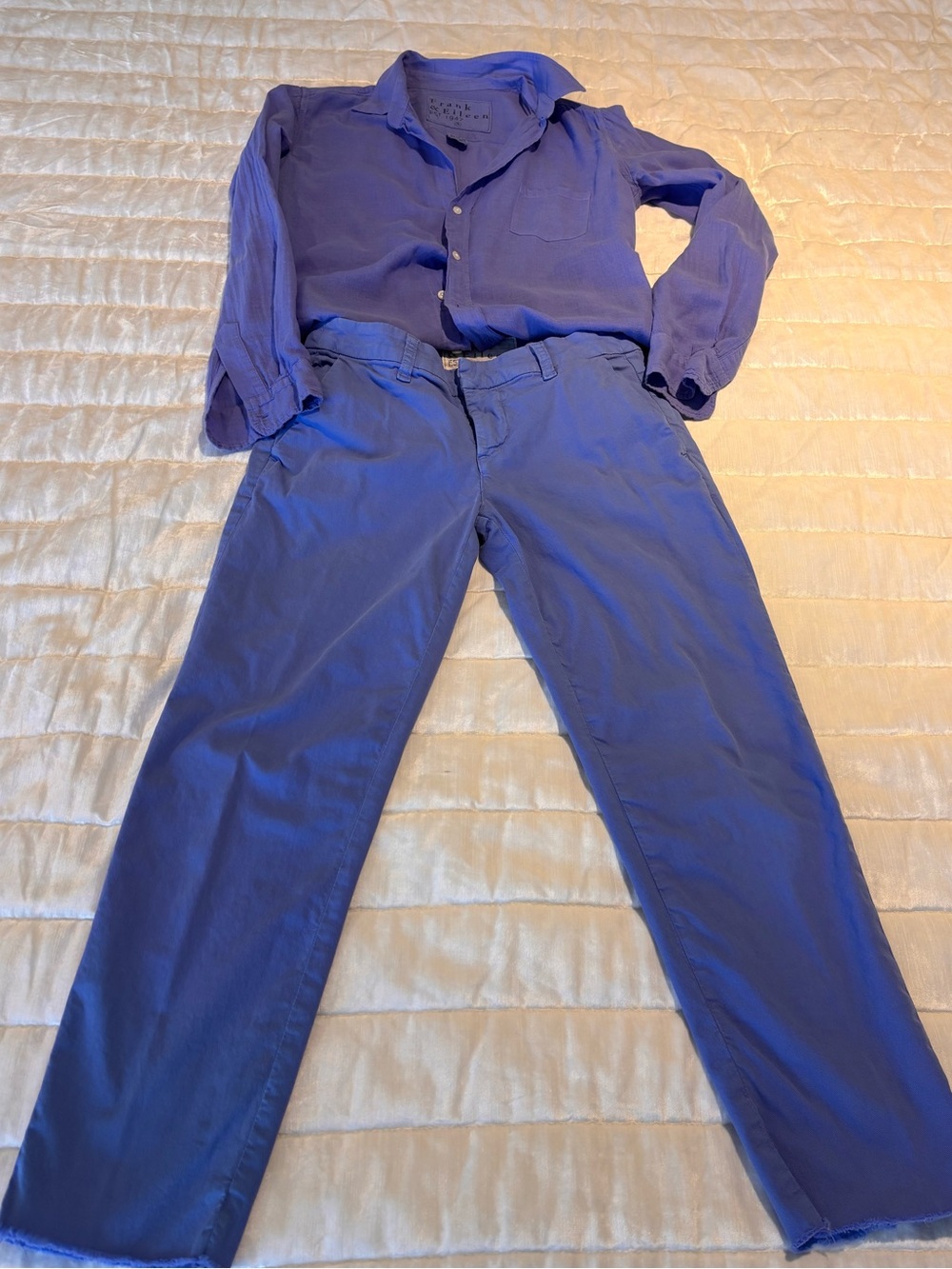 Frank & Eileen cropped Chinos AND lightweight blouse in Periwinkle